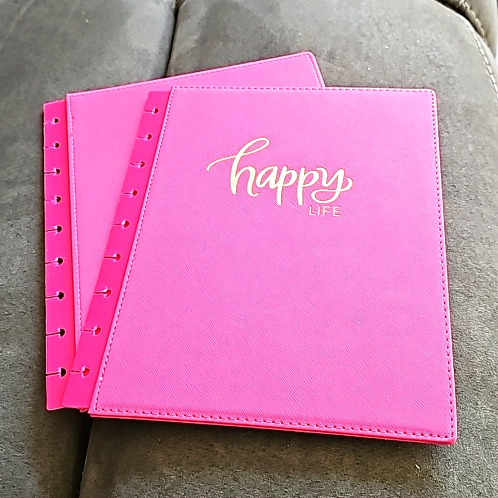 Happy Planner medium pink snap cover.
